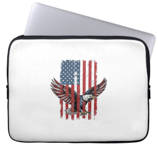 Vintage Patriotic Eagle Flag Shirt Design_1 Laptop Sleeve
