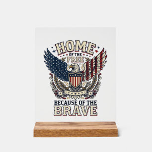 Vintage Patriotic Eagle Home of the Free Shirt_1 Acrylic Sign