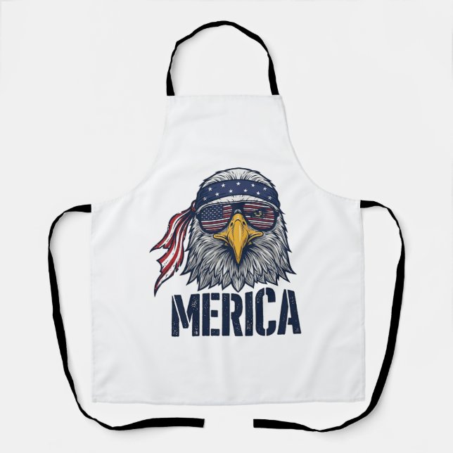 Vintage Patriotic Eagle Merica Shirt Design_1 Apron (Front)