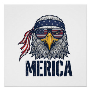 Vintage Patriotic Eagle Merica Shirt Design_1 Poster