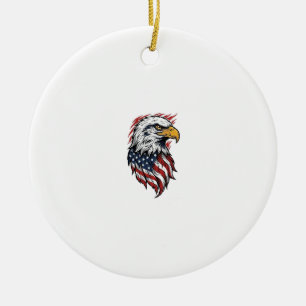Vintage Patriotic Eagle Vector Shirt Design_1 Ceramic Ornament