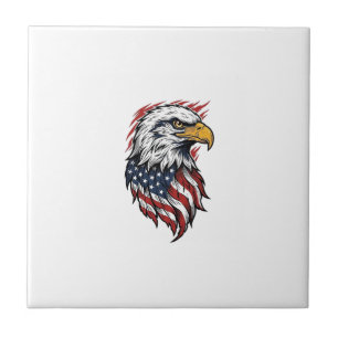 Vintage Patriotic Eagle Vector Shirt Design_1 Ceramic Tile