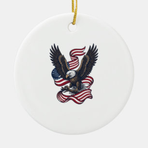 Vintage Patriotic Eagle Vector Shirt Design (2)_1 Ceramic Ornament