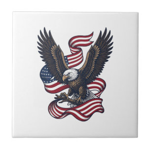 Vintage Patriotic Eagle Vector Shirt Design (2)_1 Ceramic Tile