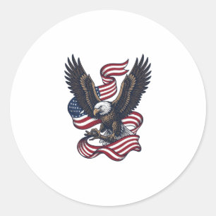 Vintage Patriotic Eagle Vector Shirt Design (2)_1 Classic Round Sticker