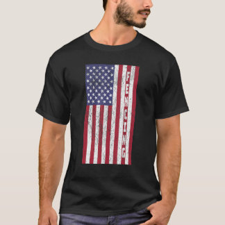Vintage Patriotic Fencing American Flag Graphic T-Shirt