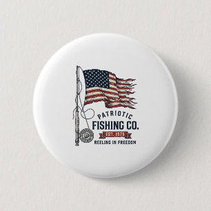 Vintage Patriotic Fishing Flag Vector Design_1 6 Cm Round Badge