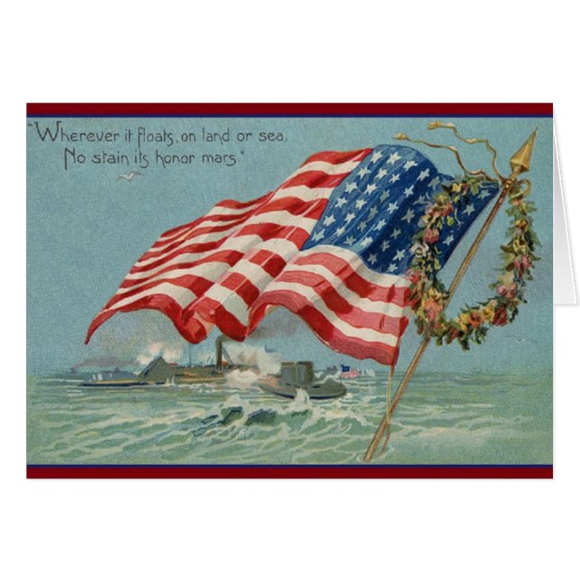 Vintage Patriotic Flag Card (Front Horizontal)