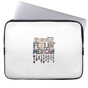 Vintage Patriotic Folk Cat American T-Shirt Design Laptop Sleeve