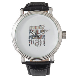 Vintage Patriotic Folk Cat American T-Shirt Design Watch