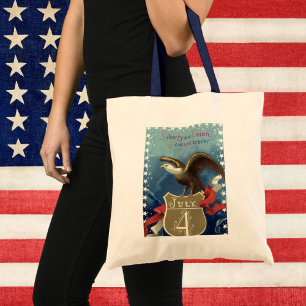 Vintage Patriotic Fourth of July, Eagle with Stars Tote Bag