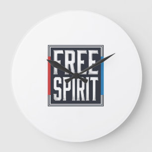Vintage Patriotic Free Spirit Box Graphic Design_1 Large Clock