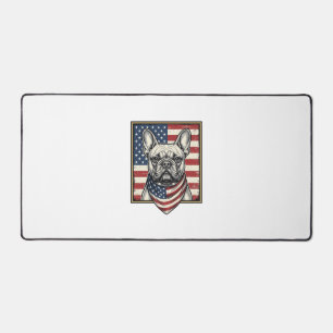 Vintage Patriotic French Bulldog Flag Desk Mat