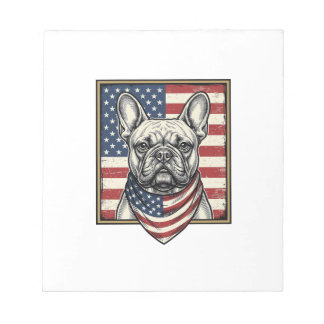 Vintage Patriotic French Bulldog Flag Notepad