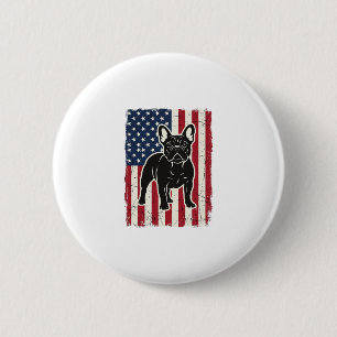 Vintage Patriotic French Bulldog Flag Shirt_1 6 Cm Round Badge