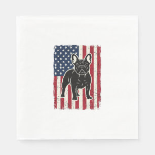Vintage Patriotic French Bulldog Flag Shirt_1 Napkin