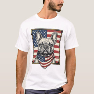 Vintage Patriotic French Bulldog Flag T-Shirt
