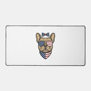 Vintage Patriotic French Bulldog Vector Art_1 Desk Mat
