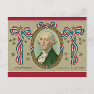 Vintage Patriotic George Washington's Portrait Postcard