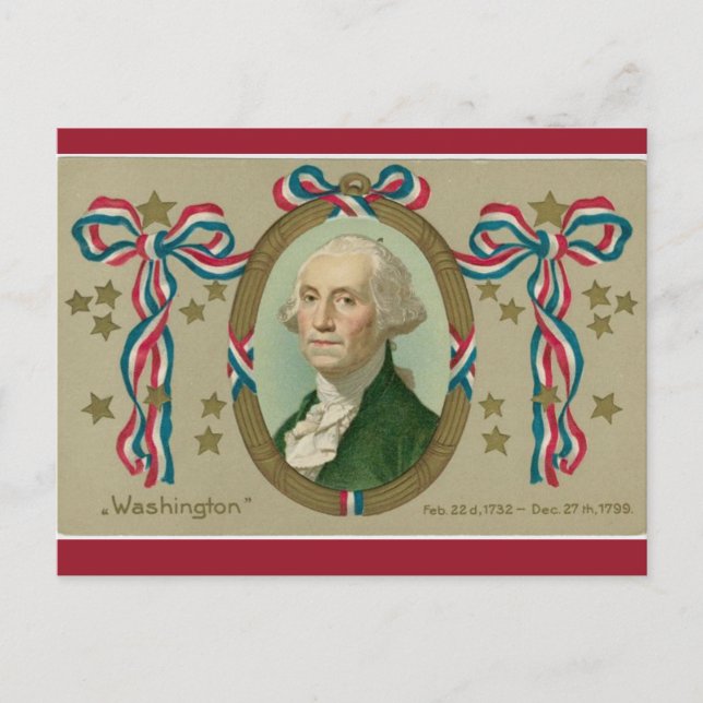 Vintage Patriotic George Washington's Portrait Postcard (Front)