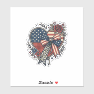 Vintage Patriotic Heart Bow Floral Shirt Design_1