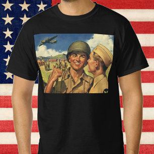 Vintage Patriotic Heroes, Military Personnel Plane T-Shirt
