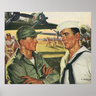 Vintage Patriotic Heroes, Military Personnel Poster