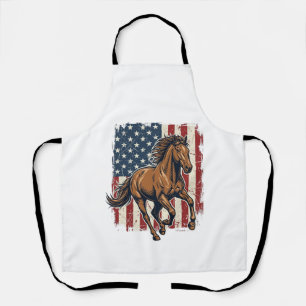 Vintage Patriotic Horse Flag Vector Shirt Design_1 Apron