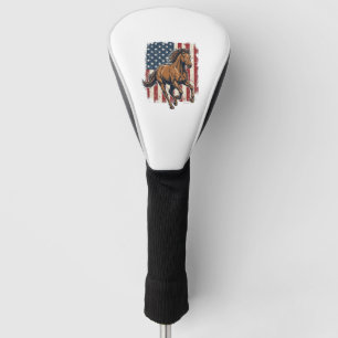 Vintage Patriotic Horse Flag Vector Shirt Design_1 Golf Head Cover