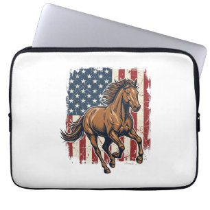 Vintage Patriotic Horse Flag Vector Shirt Design_1 Laptop Sleeve