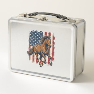 Vintage Patriotic Horse Flag Vector Shirt Design_1 Metal Lunch Box