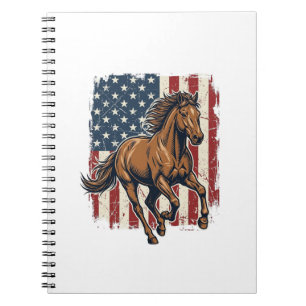 Vintage Patriotic Horse Flag Vector Shirt Design_1 Notebook