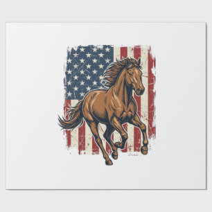 Vintage Patriotic Horse Flag Vector Shirt Design_1 Wrapping Paper