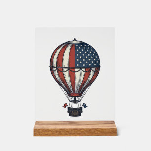 Vintage Patriotic Hot Air Balloon Shirt Design_1 Acrylic Sign