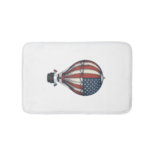 Vintage Patriotic Hot Air Balloon Shirt Design_1 Bath Mat