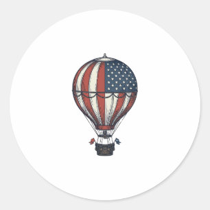 Vintage Patriotic Hot Air Balloon Shirt Design_1 Classic Round Sticker