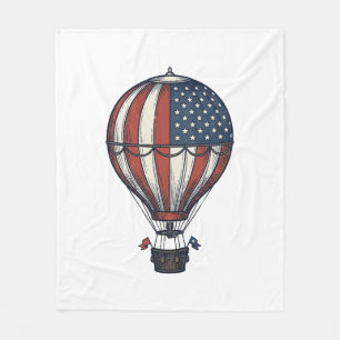 Vintage Patriotic Hot Air Balloon Shirt Design_1 Fleece Blanket