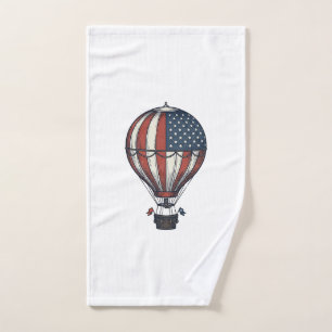Vintage Patriotic Hot Air Balloon Shirt Design_1 Hand Towel