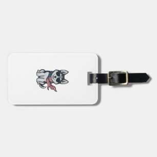 Vintage Patriotic Husky Puppy Vector Design_1 Luggage Tag
