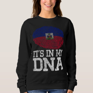 Vintage Patriotic It's In My Dna Haiti Flag Finger Sweatshirt