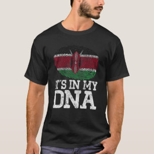 Vintage Patriotic It's In My Dna Kenya Flag Finger T-Shirt