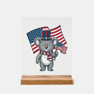 Vintage Patriotic Koala Flag Shirt Design_1 Acrylic Sign