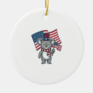 Vintage Patriotic Koala Flag Shirt Design_1 Ceramic Ornament