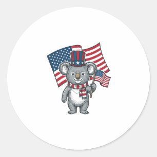 Vintage Patriotic Koala Flag Shirt Design_1 Classic Round Sticker