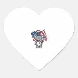 Vintage Patriotic Koala Flag Shirt Design_1 Heart Sticker
