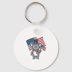 Vintage Patriotic Koala Flag Shirt Design_1 Key Ring