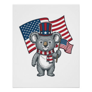 Vintage Patriotic Koala Flag Shirt Design_1 Poster