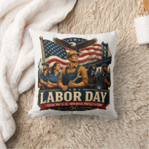 Vintage Patriotic Labour Day Eagle Workers Design