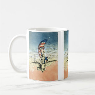 Vintage Patriotic, Lady, Eagle with American Flag Coffee Mug