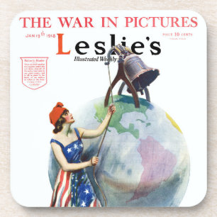 Vintage Patriotic Lady Liberty Magazine Cover Art Coaster